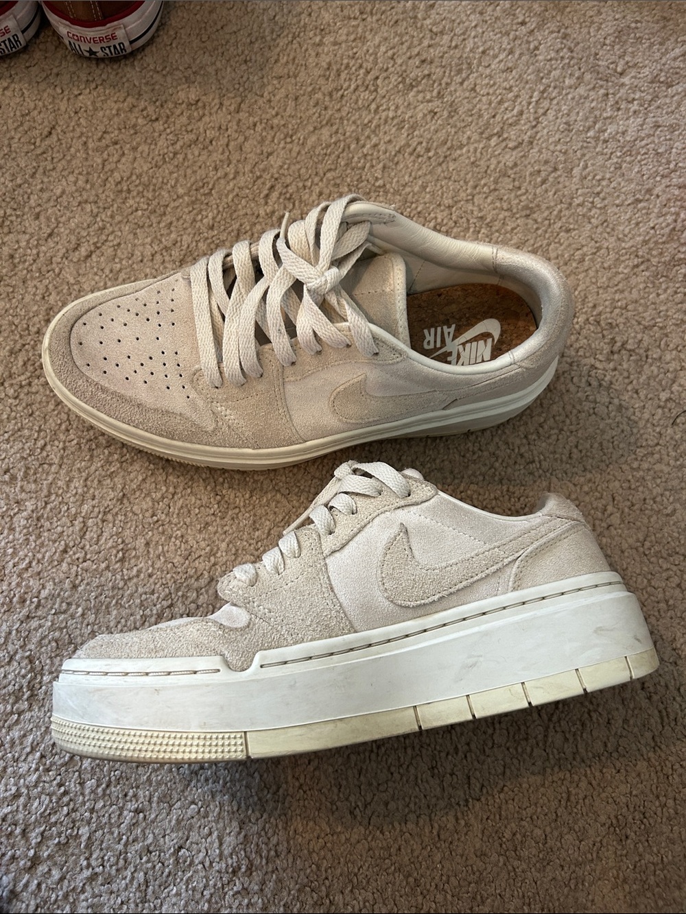 Nike Off-White/Cream Suede Platform Low-Top Sneakers